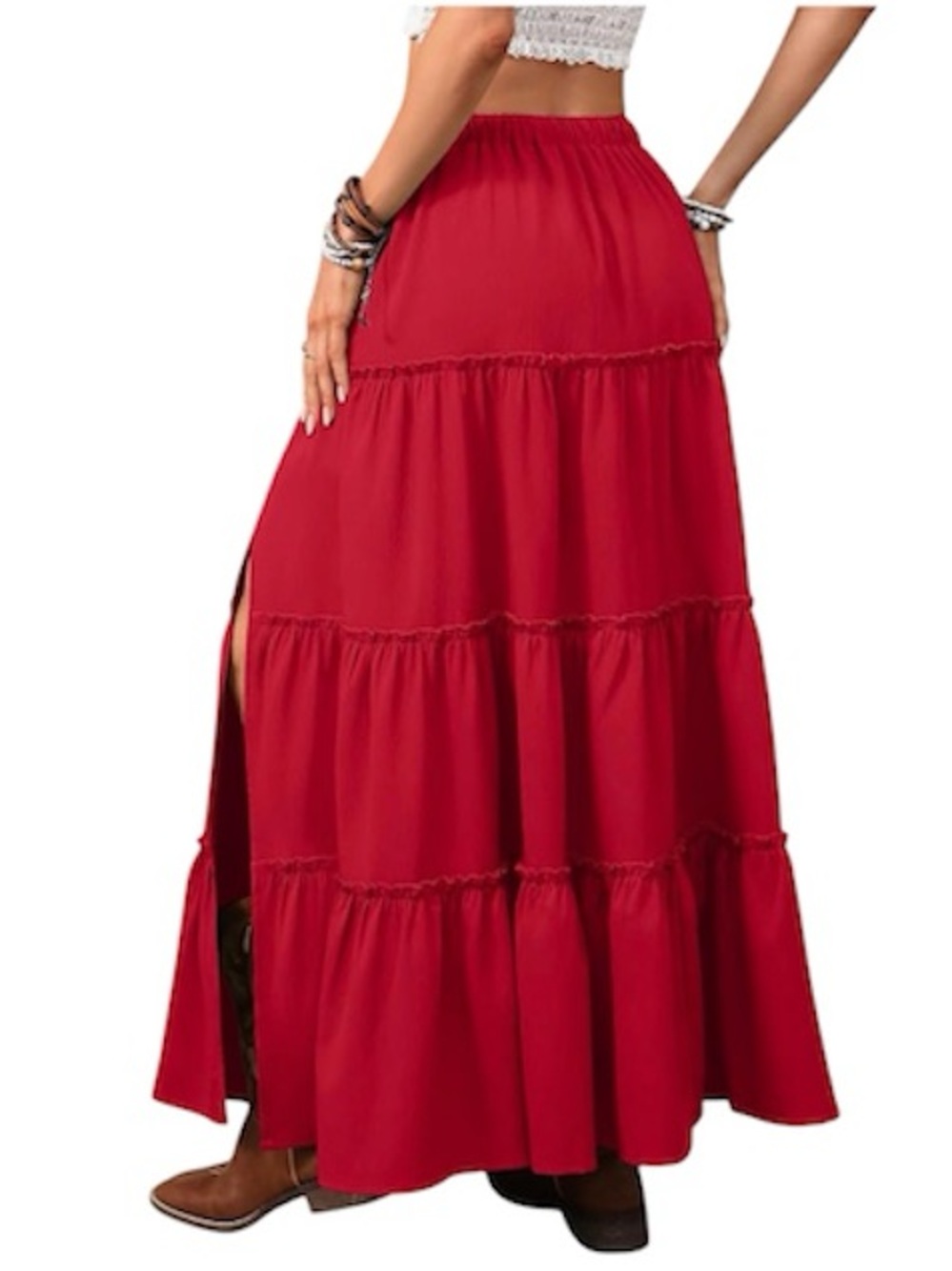 Tiered Maxi Skirt with Side Slit - Picture 3 of 5